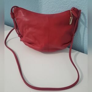 Vintage Red Leather Shoulder Bag